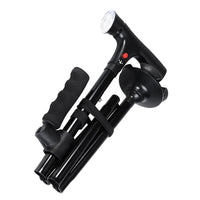 Collapsible telescopic folding cane with LED lights