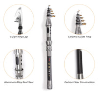 Lixada Telescopic full kit fishing rod gear +spinning reel+ line lures hooks with bag