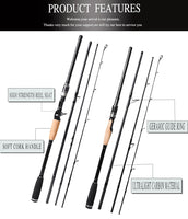 Travel set from fishing rod made from carbon in comfortable bag