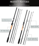 Travel set from fishing rod made from carbon in comfortable bag