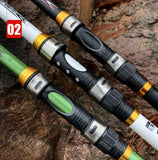 GHOTDA White telescopic spinning fishing rod FRP + carbon fiber