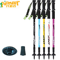 Pioneer Trekking Ski Pole Walking Stick Adjustable Hiking Alpenstock Shock Aluminum Climbing Camping Adjustable Telescopic Cane