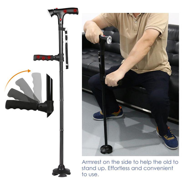 Collapsible telescopic folding cane with LED lights