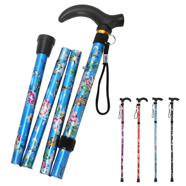 Printed non slip adjustable walking stick crutches cane