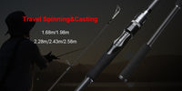 Obei HURRICANE 3 section baitcasting fishing rod