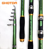GHOTDA White telescopic spinning fishing rod FRP + carbon fiber
