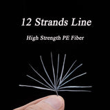 12 Strands multicolor lure line PE braided wire multifilament weaving