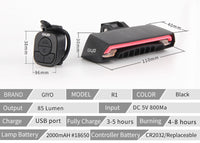 GIYO Battery Pack Bicycle Light USB Rechargeable Lamp