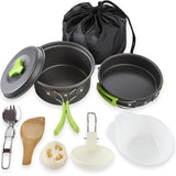 11pcs portable camping cookware mess kit backpacking