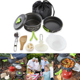 11pcs portable camping cookware mess kit backpacking
