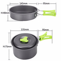 11pcs portable camping cookware mess kit backpacking