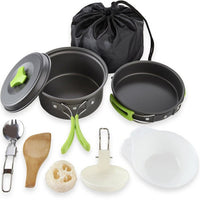 11pcs portable camping cookware mess kit backpacking