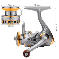 LINNHUE fishing reel AK 500 spinning reel max drag 5KG 5.2:1 no gaps