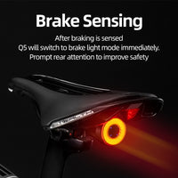 ROCKBROS Bicycle Smart Auto Brake Sensing Light IPx6 Waterproof LED Charging