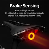 ROCKBROS Bicycle Smart Auto Brake Sensing Light IPx6 Waterproof LED Charging