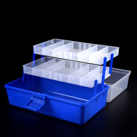 Blue + Transparent Portable Multifunctional Layers Fishing Tackle Box with Durable Plastic