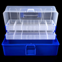 Blue + Transparent Portable Multifunctional Layers Fishing Tackle Box with Durable Plastic
