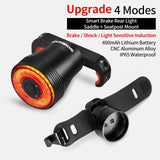 ROCKBROS Bicycle Smart Auto Brake Sensing Light IPx6 Waterproof LED Charging