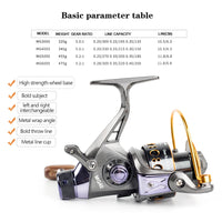 Yumoshi 3000- 6000 metal spinning fishing reel 10+1BB front and rear brake speed ratio 5.0:1 5.2:1