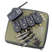 Wireless fishing bite alarm 1+4 set with 4pcs illuminated swinger in  EVA case for carp fishing B1203S