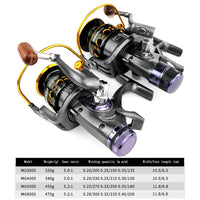Double Brake spinning fishing reel 3000 4000 5000 6000 Gear Ratio 5.2:1/5.0:1