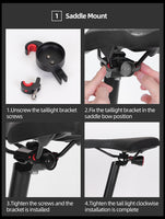 ROCKBROS Bicycle Smart Auto Brake Sensing Light IPx6 Waterproof LED Charging