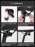 ROCKBROS Bicycle Smart Auto Brake Sensing Light IPx6 Waterproof LED Charging