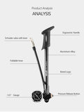 GIYO Foldable 300psi High-pressure Bike Air Shock Pump with Lever & Gauge