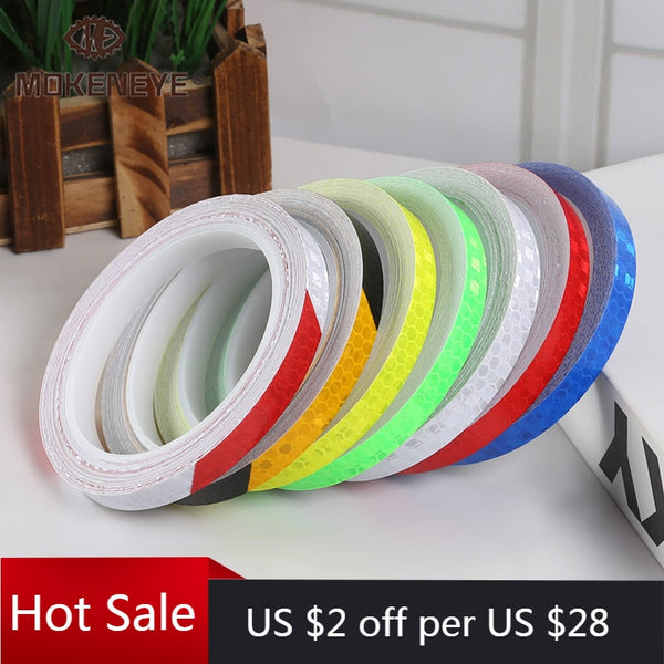 1cmx8m Bike Reflective Stickers Cycling Fluorescent Reflective Tape