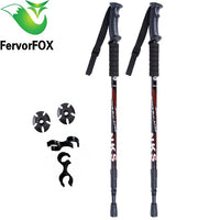 2Pcs/lot of telescopic anti shock nordic walking sticks with rubber tips protectors