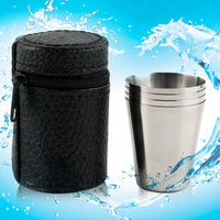 Set of 4 stainless steel samping cups
