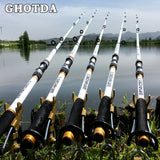 GHOTDA White telescopic spinning fishing rod FRP + carbon fiber